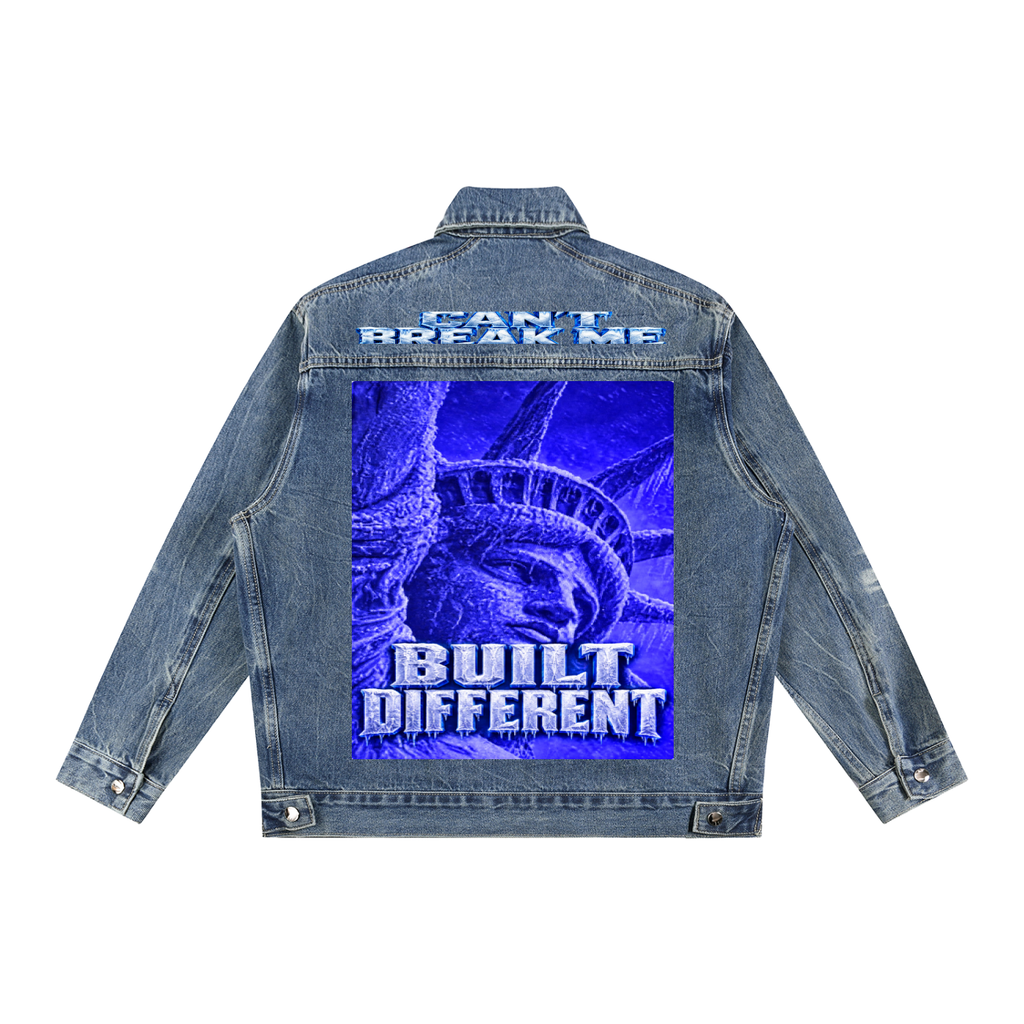 Vintage Wash Zip Up Denim Jacket