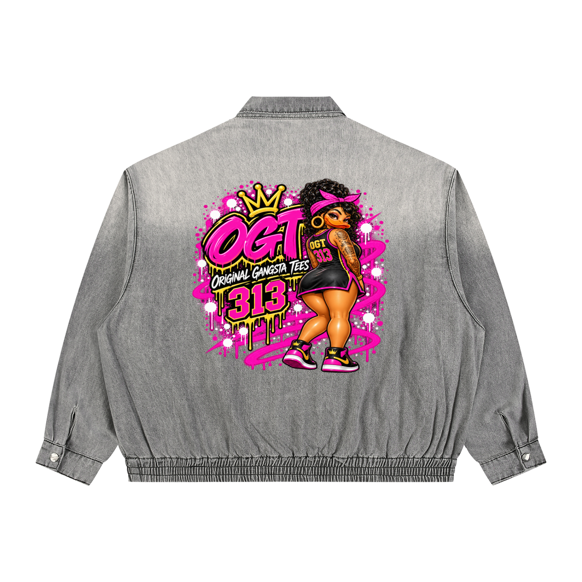 Unisex Vintage Wash Full-Zip Denim Jacket