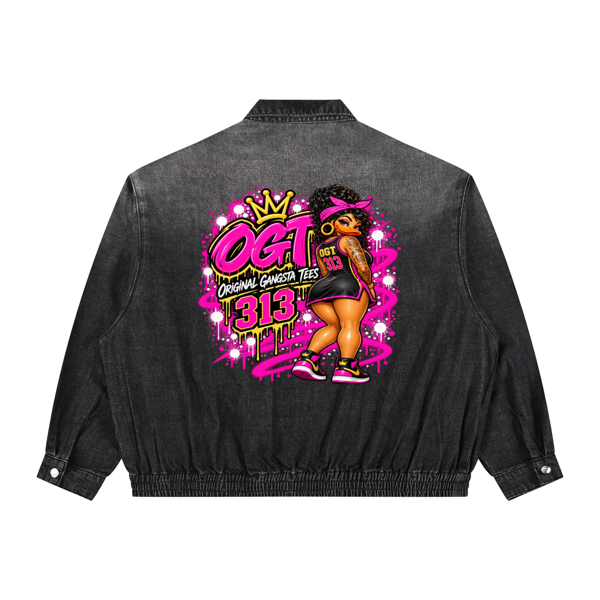 Unisex Vintage Wash Full-Zip Denim Jacket