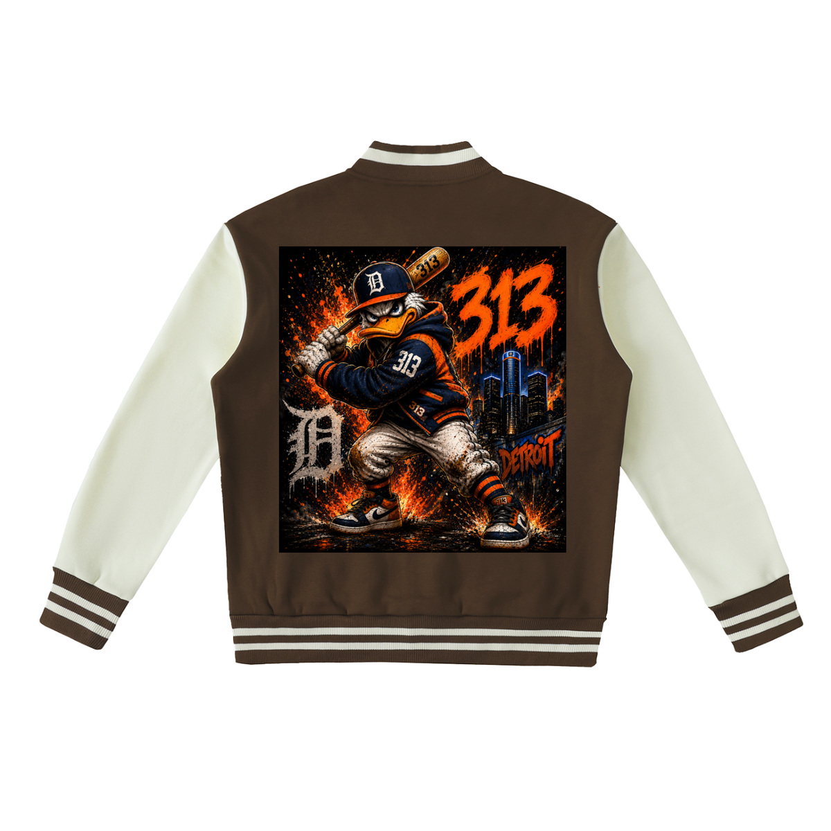 Two-Tone Fleeced Varsity Jacket