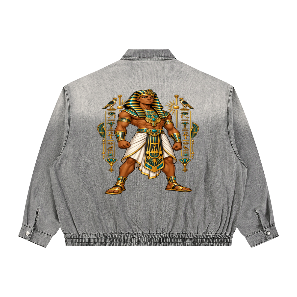 Unisex Vintage Wash Full-Zip Denim Jacket