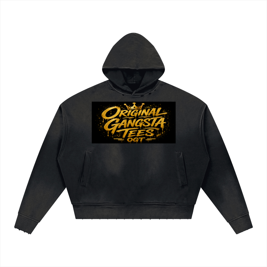 Unisex Sunfade Distressed Boxy Hoodie