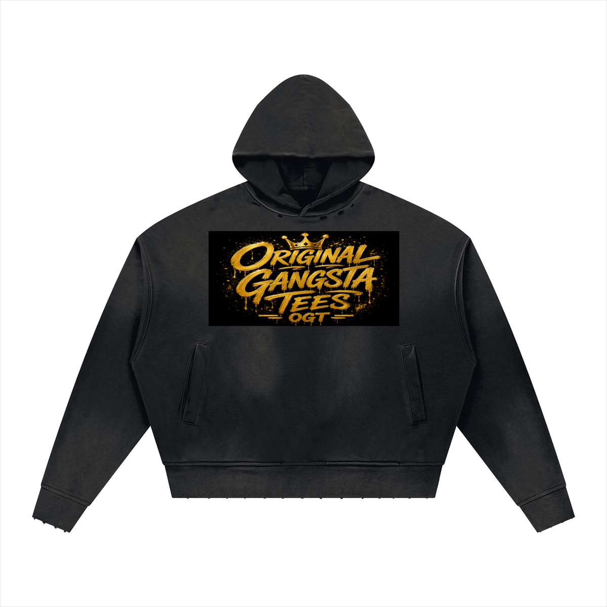 Unisex Sunfade Distressed Boxy Hoodie