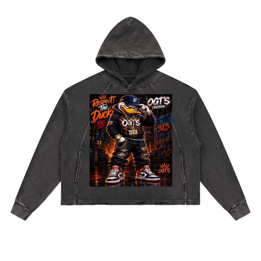 Vintage Washed Frayed-Hem Hoodie