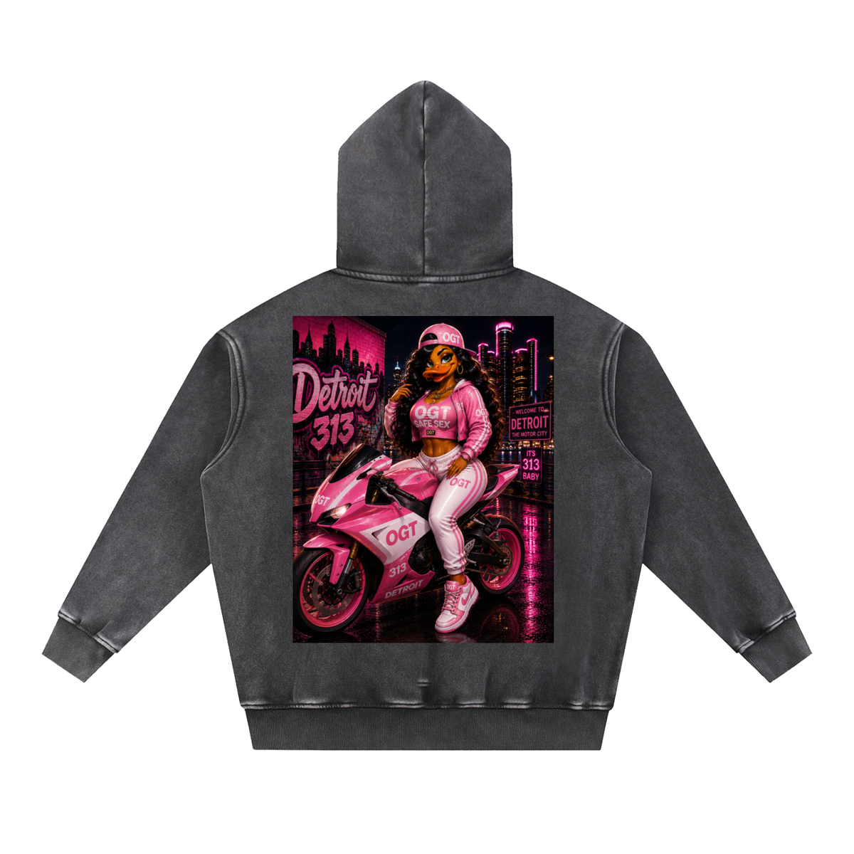 Snow Wash Fleece Oversize Hoodie