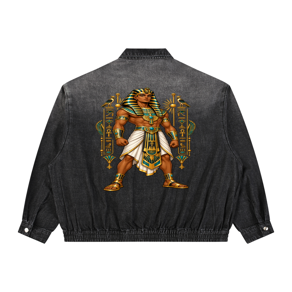 Unisex Vintage Wash Full-Zip Denim Jacket