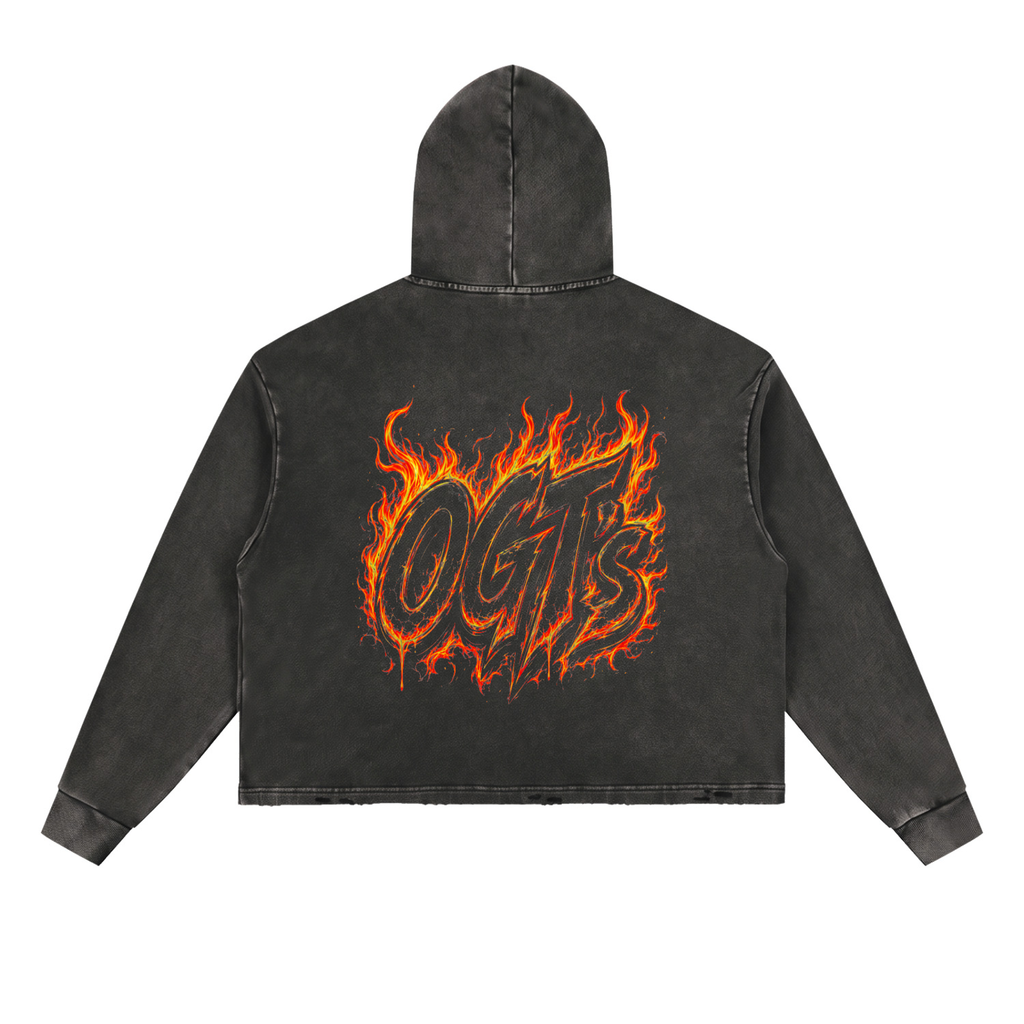 Vintage Washed Frayed-Hem Hoodie