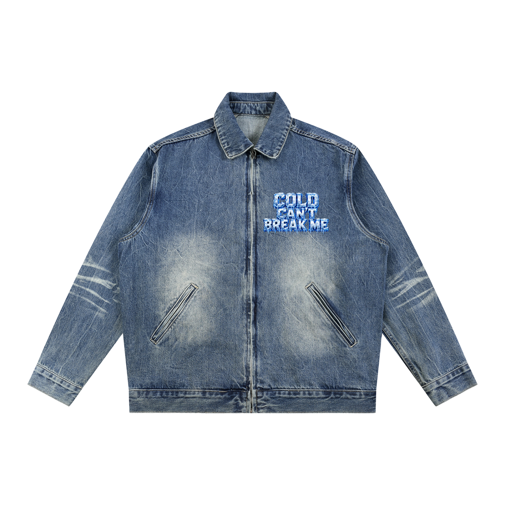 Vintage Wash Zip Up Denim Jacket